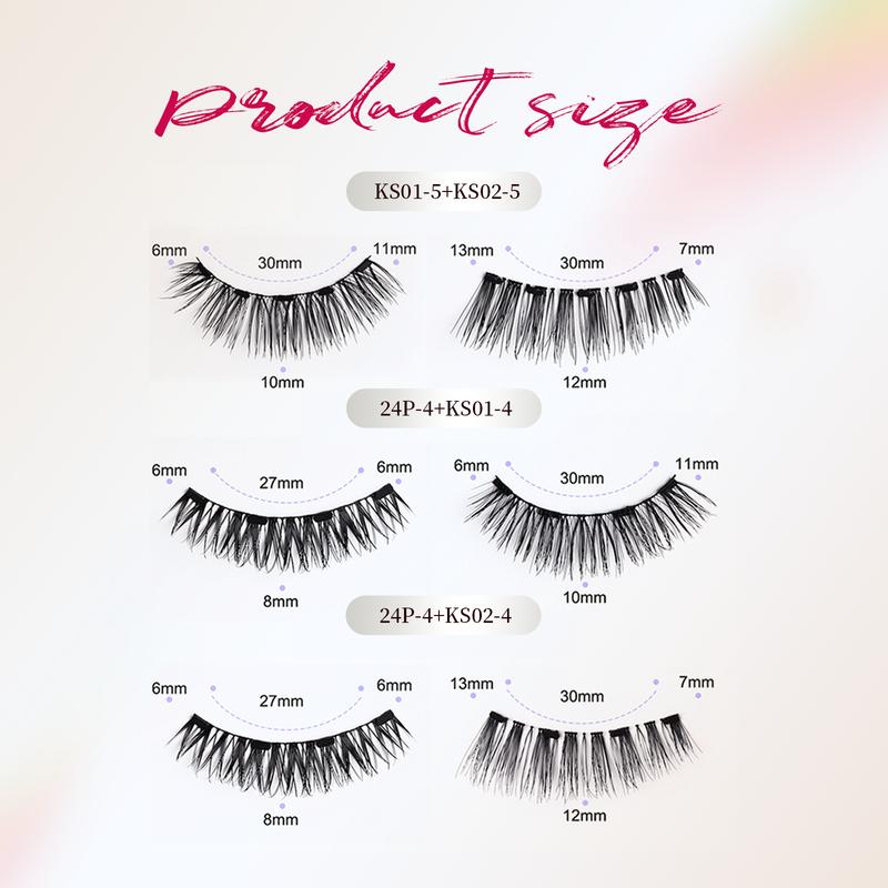 Magnetic Eyelashes Set Glue-Free Waterproof Lightweight - Eyelash Curlers with Eyebrow Kit Eyelash Cluster with Applicator Eyelash Extensions