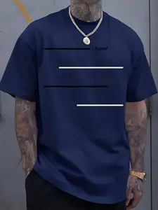 Men's Plus Size Round Neck Shortsleeve T-Shirt - 2026 Fashion Trend Menswear, 180g Heavyweight Pure Cotton Retro Loose Casual Sports Top
