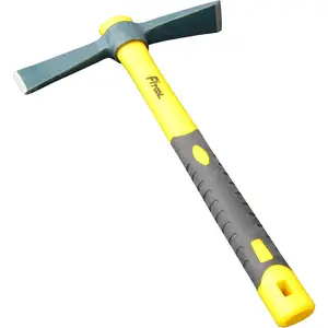 Forged Adze Hoe, Mattock Cutter, Pick Axe 15-Inch, Intact Drop Forged, Coated Fiberglass Handle, 1.5LB