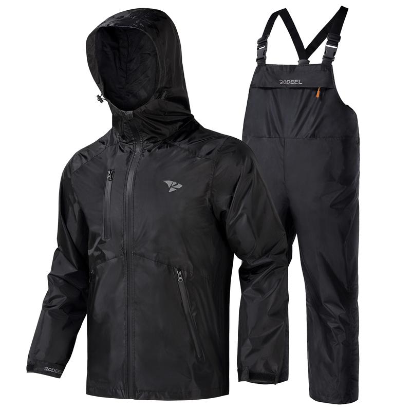RODEEL 718 Waterproof Bib Overalls Rain Suit Men Lightweight Breathable Rainproof Full Zip Hooded Jacket and Bib Overalls Durable Rain Coat Rainwear Windbreaker For Outdoor Hiking Camping Fishing Car Washing Construction Roofing Landscaping Gardening RODEEL 718 Waterproof Bib Overalls Rain Suit Men Lightweight Breathable Rainproof Full Zip Hooded Jacket and Bib Overalls Durable Rain Coat Rainwear Windbreaker For Outdoor Hiking Camping Fishing Car Washing Construction Roofing Landscaping Gardening