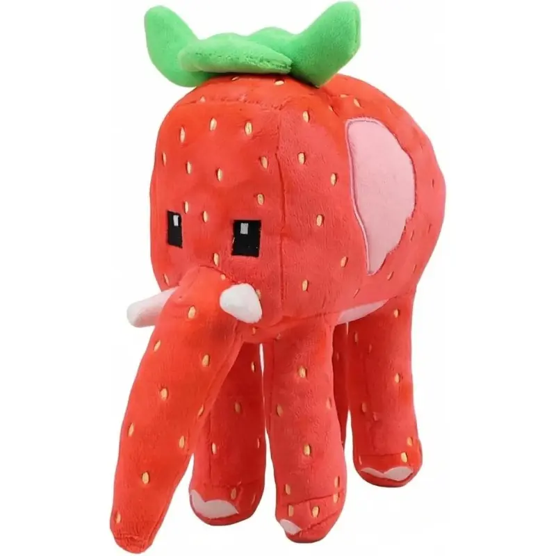 12in Rugwun Kawaii Strawberry Elephant Soft Plush Toy - Cute Collectibles, Unisex Names, Funny Long Nose, Aesthetic Room Plush, Video Games Themed Kids' Room Decor Gift for 12 Years Above, House Decoration