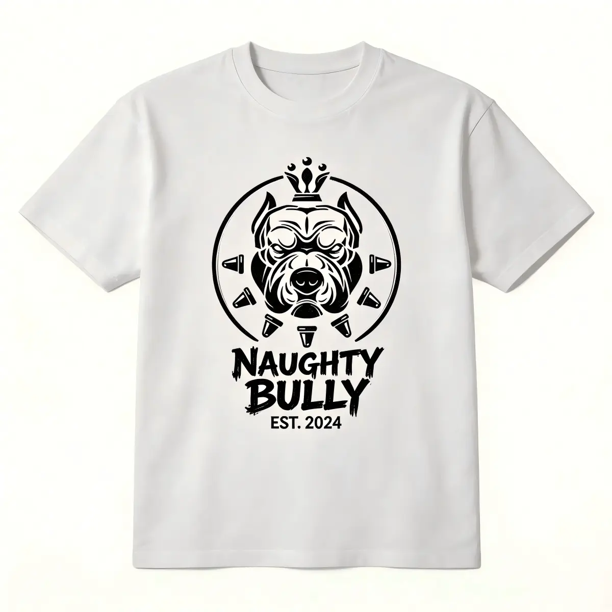 Naughty Bully Pitbull T-Shirt, Summer Casual Dog Lover Streetwear Tee, American Bully Crown Print Short Sleeve for Men Women
