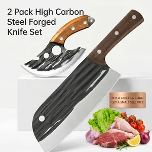 2PCS Butcher  Meat Cleaver Set, Sharp Lightweight Viking  , Full Tang Ergonomic Handle for Home Cooking, Outdoor BBQ, Meat Cutting, Ideal Gift for  & Women food Super Combo