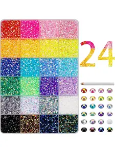 24-Piece Candy Resin Rhinestones, 3mm Ab Color Flat Back Jelly Water Drills, DIY Jewelry, Nail Art, Phone Decorations
