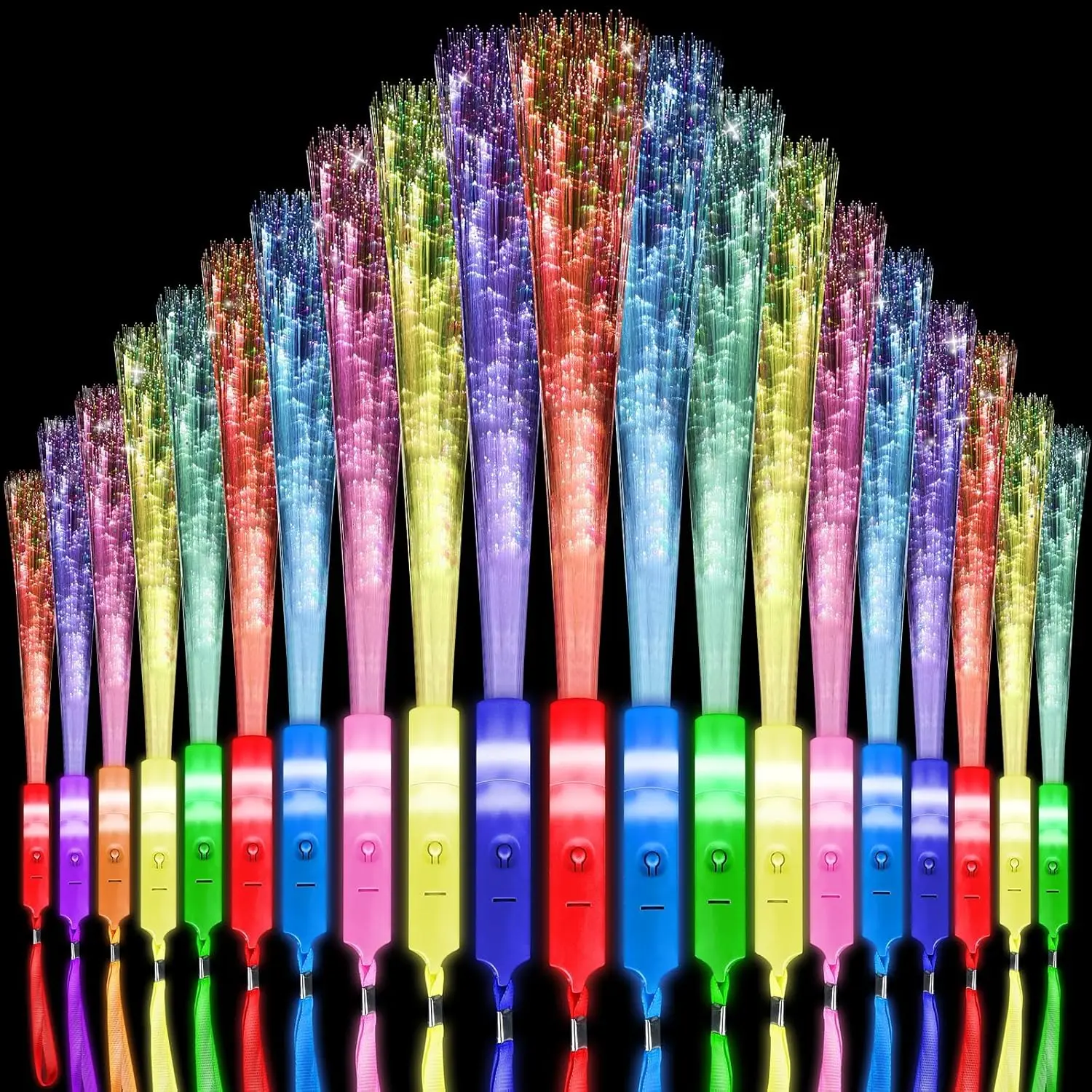 128 Pack Multicolor Fiber Optic Wand Glow Wand LED Light Up Wand Bulk with 3 Flashing Models Flashing Sticks for Glow in The Dark Birthday Party Favor Wedding Halloween Christmas, 8 Colors