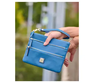 Dooney & Bourke Saffiano Large Triple Zip Wristlet