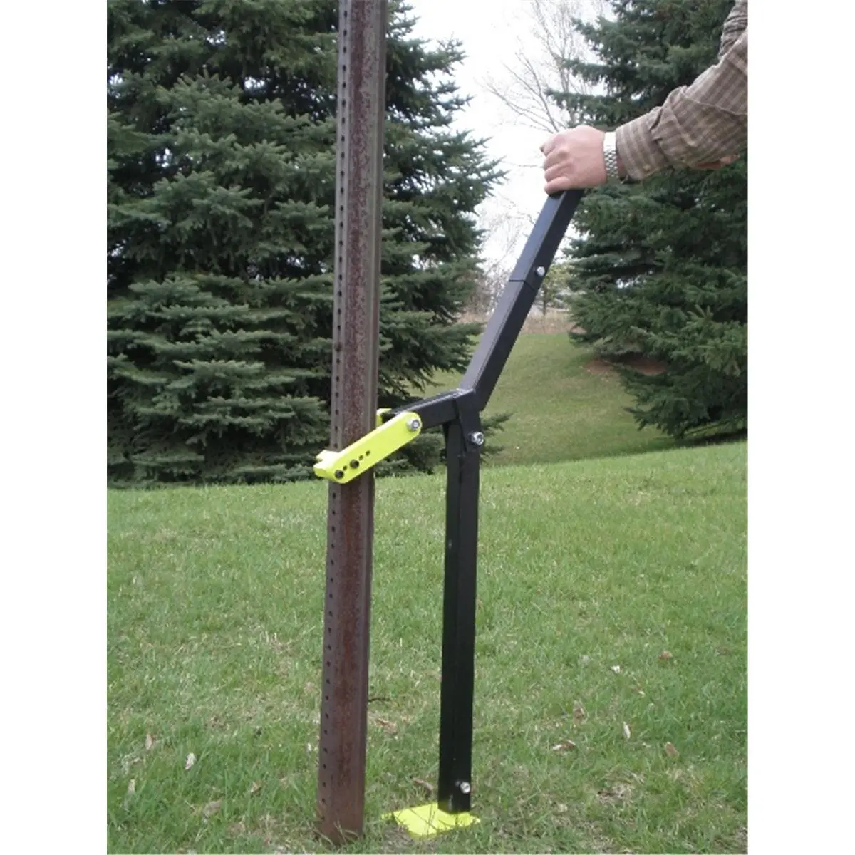 Hand Fiberglass Rod & Post Puller Garden Tool, 20 lbs Capacity, Adjustable Jaws, Angled Handle, Extra Added Leverage, 4" H x 28" W x 24" L, for Outdoor Post Removal