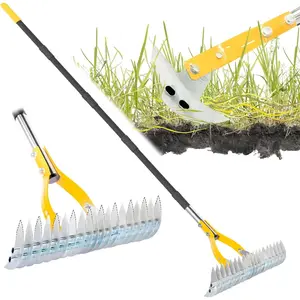 Thatch Rake for Lawn with 74inch Handle, 15 inch Dethatcher Rake for Grass to Dead Grass, Efficient Rake for Dethatching, Thatching Rakes for, Yard
