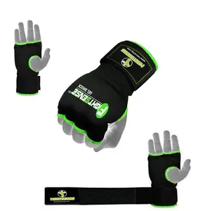 FIGHTSENSE Padded Gel Inner Boxing Gloves for Men and Women with Long Elasticated Hand Wraps for Punching, Boxing, MMA, Muay Thai, Kickboxing and Martial Arts Training (Pair Red & Black)