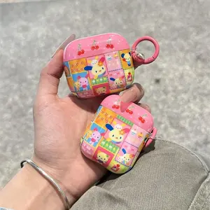 Cartoon Flower & Rabbit Pattern Earphone Case, Cute Earphone Protective Cover, Earphone Accessories Compatible with AirPods 1 2 3 4 Pro Pro2, Headset