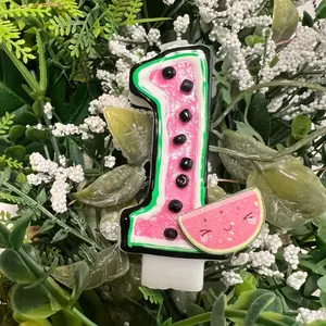 Watermelon Birthday candle . Onemelon Birthday candle .Two Melon Birthday Candle. Melon Birthday  Decor