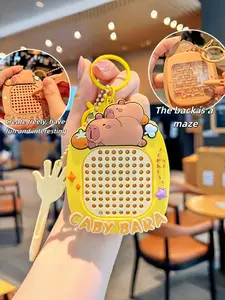 Cute Cartoon Capybara Magnetic Drawing Board Keychain Set, Kawaii Reusable Doodle Pad with Stylus Fidget Sensory Toy, Durable Anti-Lost Key Holder Aesthetic Bag Charm for Women Girls Kids Teens Backpack Purse Car Keys Birthday Gift Party Favors Classroom