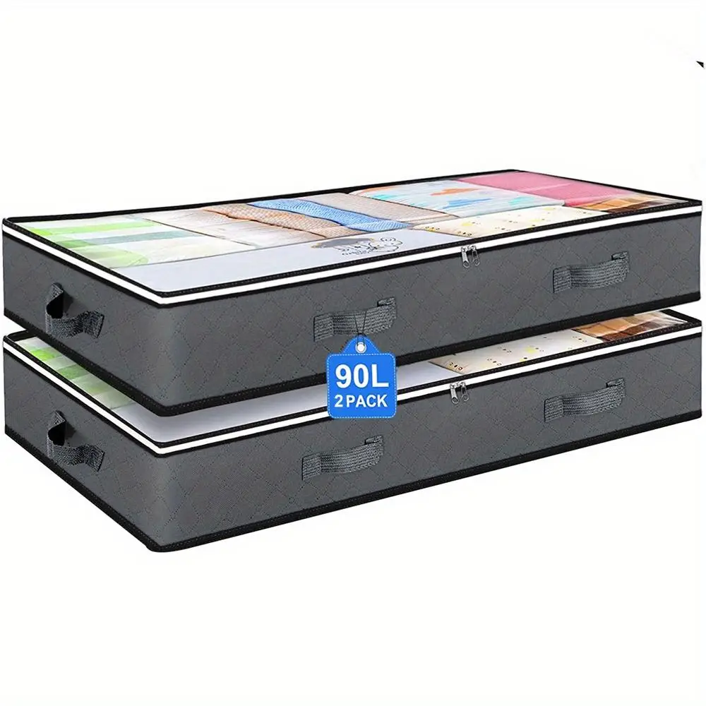 Under Bed Storage Container, 2 Counts Multifunctional Wrapping Storage Bag, Clothes Quilt Storage Bag for Home Bedroom, Clothes Storage Organizer, Sum