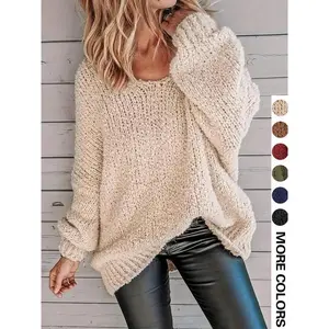 【Plus Size】 Solid Color Cable Knit Sweater, Casual Long Sleeve Round Neck Jumper for Fall & Winter, Women's Plus Clothing for Daily Wear, HoodieGift