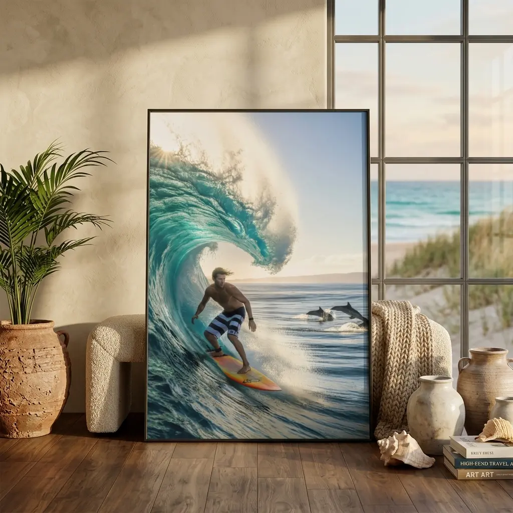 Epic Surfing Wave Poster - Coastal Beach Aesthetic Wall Art Print  Ocean Canvas Print Dorm Room Decor Gift for Him