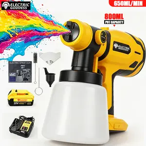 20V Cordless Paint Sprayer - 800ml Electric Spray Gun with 3 Spray Patterns & 3 Nozzles, 650ml/min High Flow, 180W Brushless Motor, Flexible Flow Control, Fits Most 20V Battery Systems, for House Painting, Furniture, Fence, Ceiling