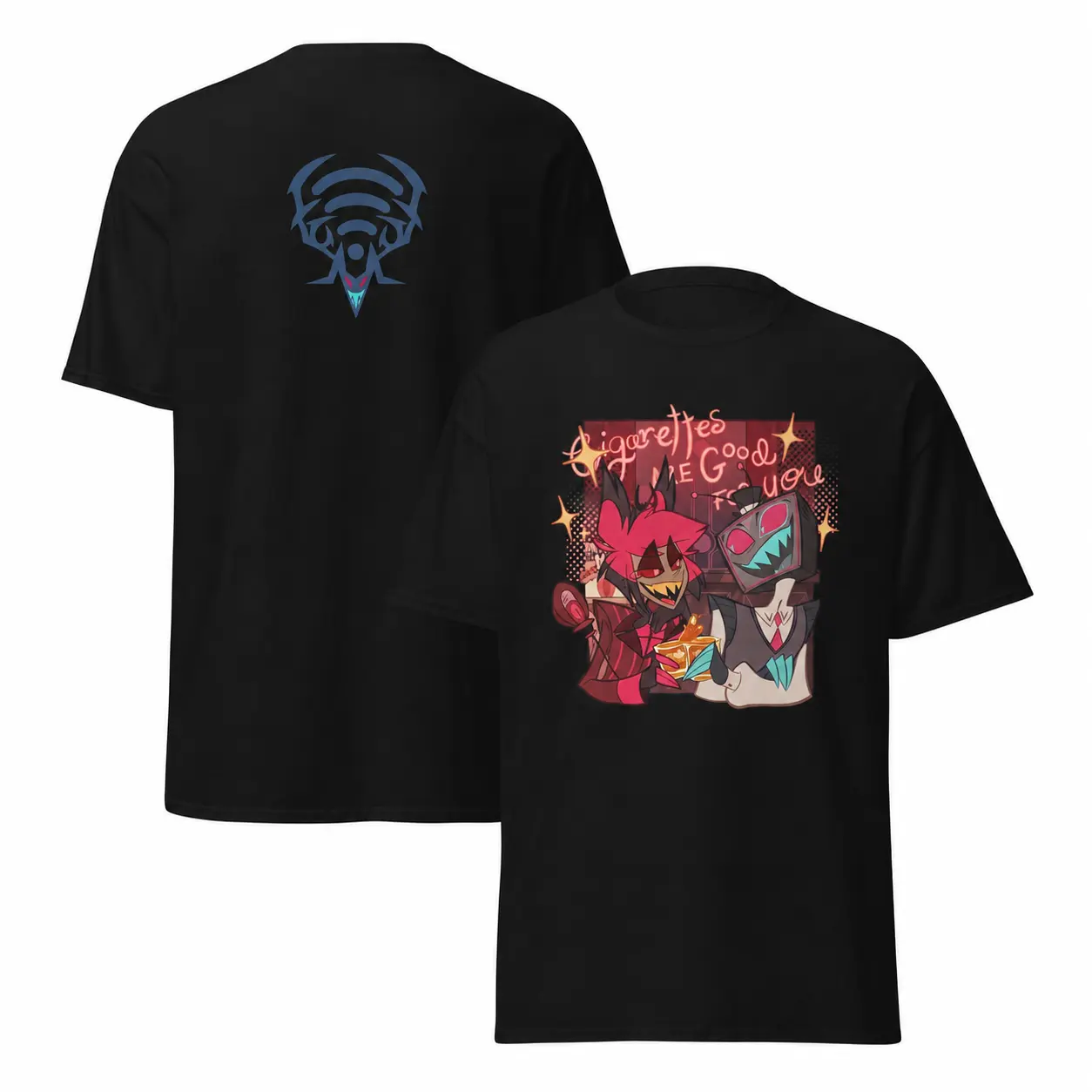 Radiostatic SparksDuo T-Shirt - Alastor Vox Hazbin Graphic Tee, Retro Indie Animation Fan Art Shirt, Comfort Colors Merch Top
