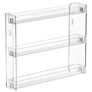 Acrylic Cosmetic Organizer Rack, Wall-Mounted Display Shelf, No Drilling Needed, Three-Tier Storage, 7.5 Inch Inner Diameter, Space-Saving Design