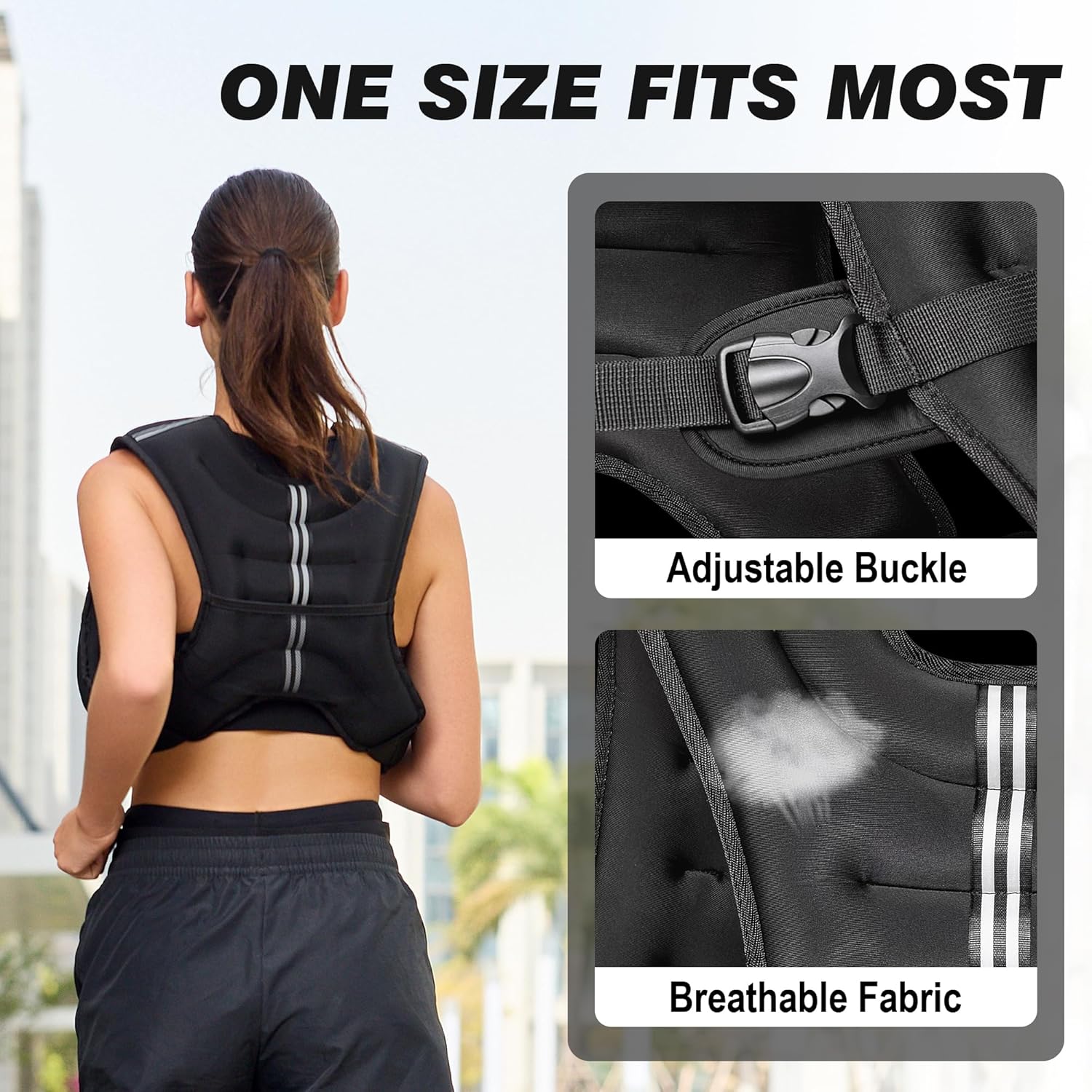 Weighted Rucking Vest - Men's, Women's Workout Gear with 8lbs-25lbs Options, Detachable Phone Pouch for Walking, Weight Training, Weighted Vest