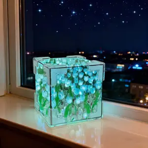 Buy 1 Get 2 Tulip Night Light LED Infinity Mirror Lamp Tulipanes Handmade DIY Decorations Lights Artificial Flower Bedside Table Lamp Christmas Gifts for Mom Teenage Girl Couple Friend