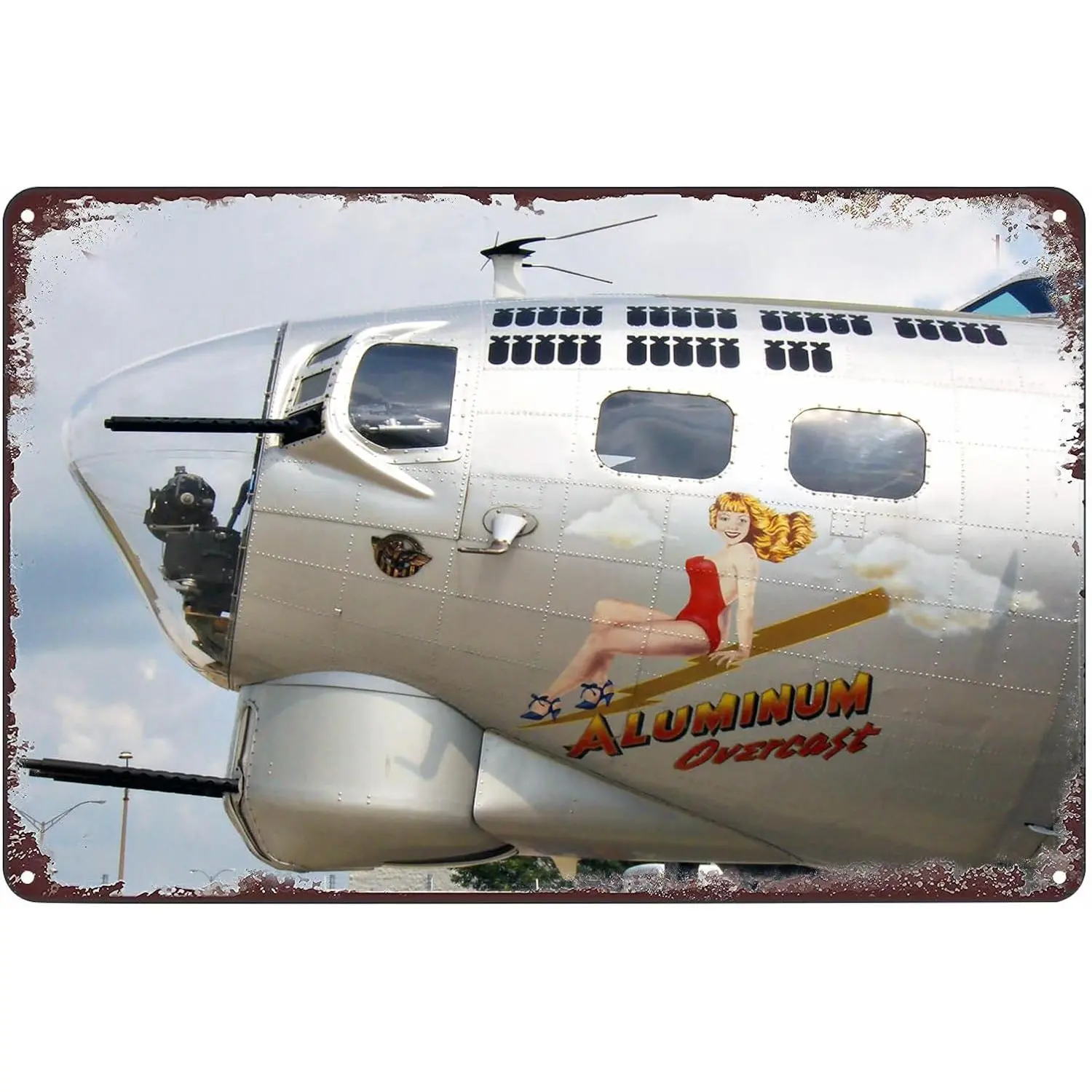 8x12 in Vintage Aviation Art Metal Print (U.V-Resistant Inks, Weatherproof), Decorative Tin Sign Wall Plaque, Home Bar Decor, Veterans Gift for Garage