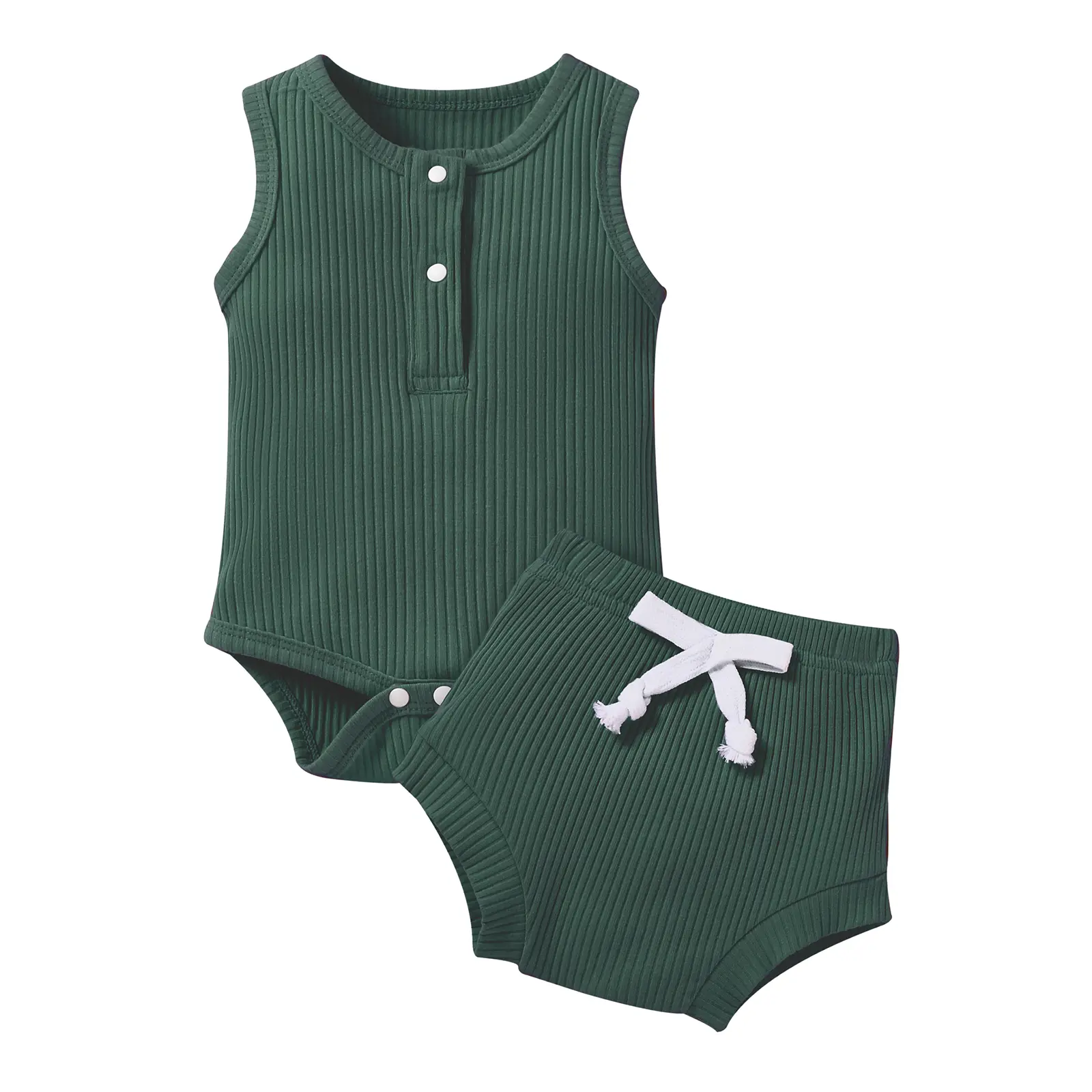 Infant Baby Girls Boys Suit, Solid Color Sleeveless Triangle Romper Tops+High Waist Bowknot Shorts