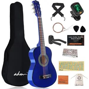 Beginner Acoustic Classical Guitar 30 Inch Nylon Strings Wooden Guitar Bundle Kit for  Boy Girl Student Youth Guitarra Online Lessons with Gig Bag, Strap, Tuner, Extra Strings, Picks,Blue