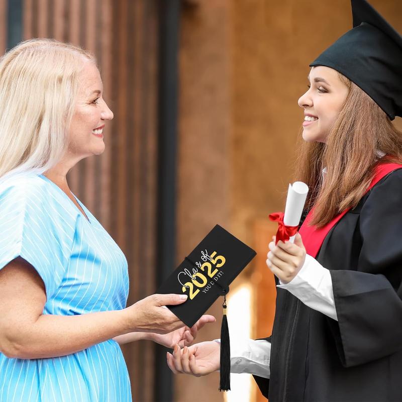 2025 Graduation Money Cards with Envelope, Graduation Gift Card Money Holder 2025, Graduation Money Holder for Cash for College High School Graduation Party (Black Gold)