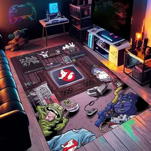 Ghostbusters 09 Animated Print Carpet, Home Living Room, Bedroom, Office Chair Under Carpet, Gift for Family and Friends, Christmas Decorative Carpet