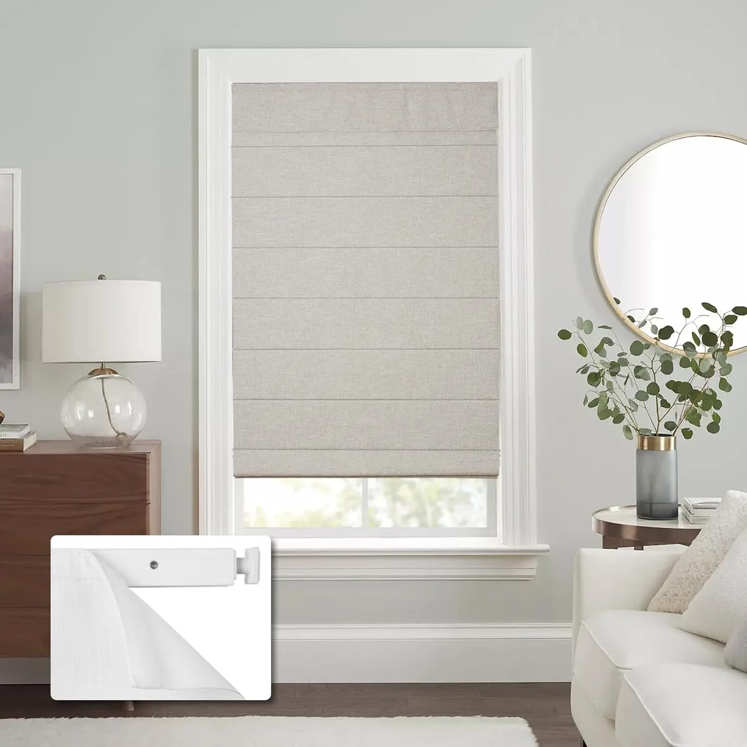 No Drill Cordless Roman Shades Linen 21x48 Blackout Fabric Helps Reduce Light Improve Privacy Add Thermal Comfort And Protect Furniture From UV Exposure