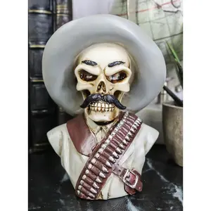Day of The Dead General Pancho Villa Skull Skeleton Bust Mini Figurine