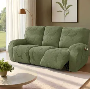 3 Seater Elastic Recliner Sofa Cover, 8 Pieces Sofa Recliner Covers, Solid Color Stretch Slipcover with Side Pocket