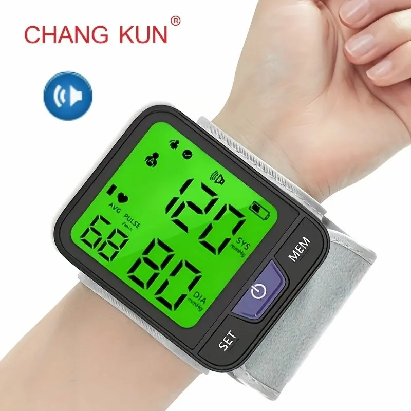 CHANGKUN New Fashion Wrist Blood Pressure Monitor With Voice & Large Tricolor Display - Digital Automatic Cuff & Carrying Case Included (Batteries Not Included)