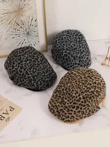 Vintage Leopard Print Buckle Front Hat, Casual Outdoor Hat for Women & Men, Fashion Accessories for Daily Wear