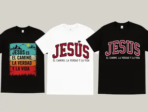 100% Cotton "JESUS..  With Christian designs, With Two colors and different Size S to XXL