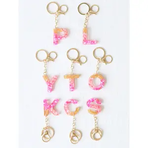 Letter Key Chain - Pink Pebbles