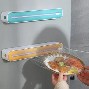 2 In 1 Food Film Dispenser Magnetic Wrap Dispenser With Cutter Storage Box Aluminum Foil Stretch Film Cutter Kitchen Accessories Modern Kitchen Accessories