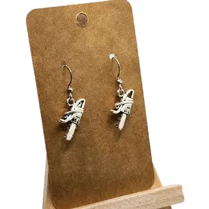 Chainsaw Earrings - Edgy Trendy Costume Jewelry & Accessories for Women Lightweight Comfortable Miniature Design Perfect Gift Option - Clip