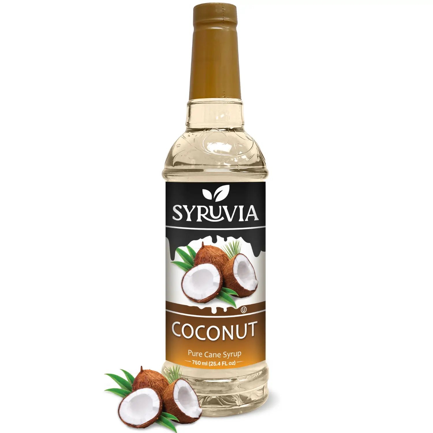 Syruvia Coconut Coffee Syrup - 25.4 fl oz. Premium Coffee Flavoring Syrup. Kosher, and Gluten-Free. Perfect for Drinks, Sodas, Desserts and More. Beve