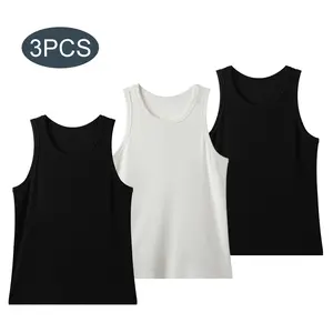 Men's 3-Pack Ribbed Compression Tank Tops, Menswear Plain Sleeveless Slim Fit, Breathable Black Gym Workout Tees for Summer Active Lifestyle,summervibes