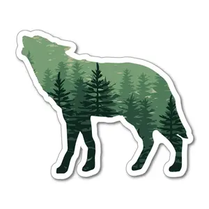 Wolf Silhouette Forest Sticker Decal Camping Stickers