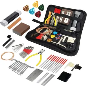 72 count Guitar Tool Kit,Professional Guitar Repairing Maintenance Tool Kit with Guitar Strings Picks Bridge Pins Gauge Guitar Accessories  for Acoustic Guitar Electric Guitar Ukulele Bass Banjo