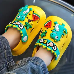 [Waterproof |   Lightweight] Comfortable, breathable children's cartoon clogs Garden Slip-on Muller shoes Unisex EVA sandals Boys lightweight waterproof beach shoes with cute patterns-A must-have item for children aged 14 and under