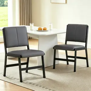 Rishtivin Modern Comfort Ergonomic Dining Chairs, White Linen Fabric Upholstered Kitchen Chairs with Black Metal Frame, Breathable Padded Seats, Dual-Stitched 3D Support for Extended Meals