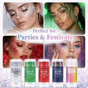 Independence Day 4th of July Glitter Stick - Red, White & Blue Face, Body & Hair Sparkle Makeup, 7 Festival Colors for Party, Holiday, Concert & Celebration
