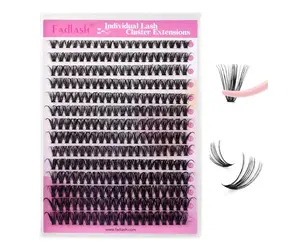 FADLASH DIY Lash Clusters Individual Eyelash Extensions 40D 8-16mm D Curl Wispy Natural Cluster Lashes Soft and Comfortable (Packaging Cards May Vary)