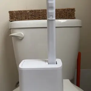 Snofrid Disposable Toilet Brush, Toilet Bowl Wand Holder Set with 24PCS Cleaner Refills, Bathroom Cleaning System for Sink Bathtub Drain Wash Basin Urinal，Wall-Mount Scrubbing Toilet Brush Bathroom Cleaning Kit