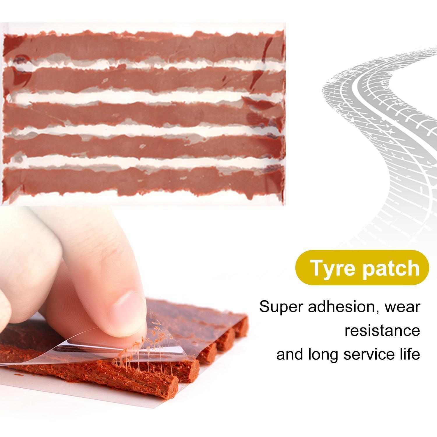 Heavy Duty Tubeless Tire Repair Kit: Flat Plug Tool w/ T-Handle & 55 Strings for Car Truck ATV