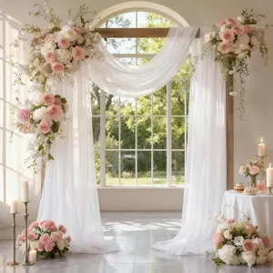 Elegant Embroidered Curtain for Weddings and Parties, Transparent Polyester Fabric, Perfect for Arches, Wedding Arch Cover, Ceremonies, Ceiling Decorations