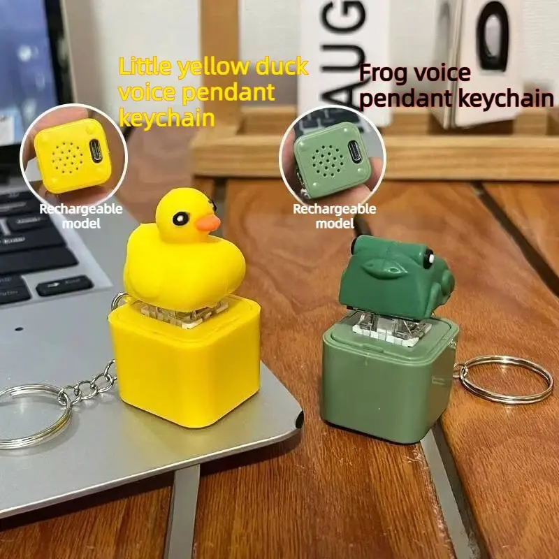 Fun Frog-Duck Keychain, Rechargeable Keyboard Key Sound Keyring with LED Light, Used for Stress Relief, Fashion Accessory 2026